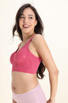 Zivame Freeform Padded Non Wired Full Coverage Lace Bra - Claret Red — thumbnail 3